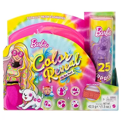Produktbild von Mattel HCD26 - Barbie - Color Reveal - Neon Fashions Puppe mit 25 Überraschungen, gelb