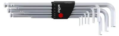 Produktbild von Wiha Stiftschlüssel Set im Compact Halter Sechskant-Kugelkopf 9-teilges Set mattverchromt in SB-Kartonverpackung