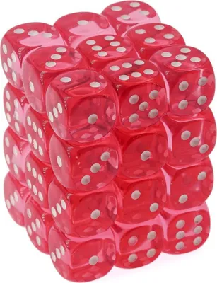 Produktbild von Chessex W6x36 Würfelset Translucent Pink/Weiß