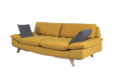Image de Canapé jaune à trois places, style moderne, pour salon. Divan rembourré élégant