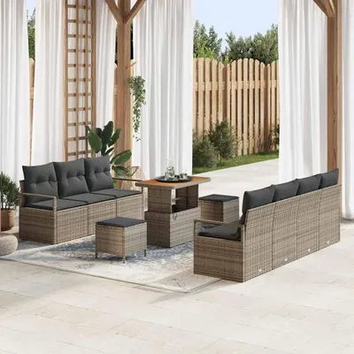 Produktbild von Maison Exclusive - Gartensofa-set mit Kissen 10 pcs Grau Poly-Rattan