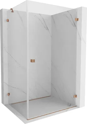 Produktbild von Mexen Lunar-B Duschkabine schwenkbar rechts 100 x 80 cm, transparent, gebürstetes Kupfer - 832-100-080-65-00-P