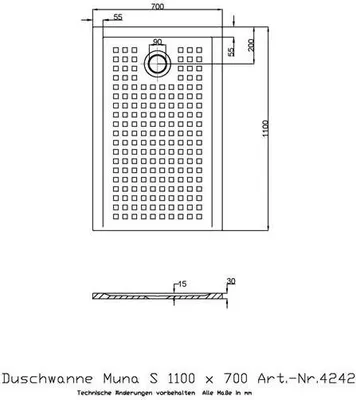 Produktbild von Hoesch Mineralguss-Duschwanne Muna S 110x70x3cm, weiß, Antirutsch