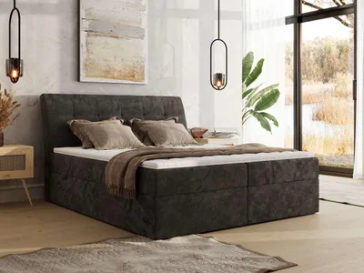 Produktbild von MKS MEBLE Boxspringbett DAGOS 140 x 200 cm mit Bettkasten & Stauraum, 7-Zonen Matratze H3 , Inkl. Topper T25, Hotel-Design, Doppelbett mit hohem Kopfteil - Schenille glatt