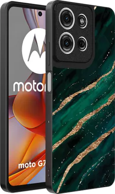 Produktbild von Smartphonica Phone Case Fit für Motorola Moto G75 mit Marmor-Druck - TPU zurück Abdeckung Fall Marmor-Design - Gold Grün