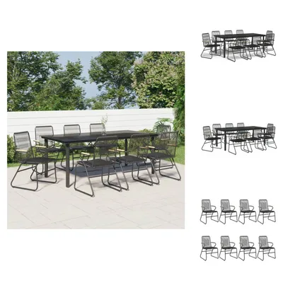 Produktbild von vidaXL 9-tlg. Garten-Essgruppe Schwarz PVC Rattan - Gartenmöbel-Sets