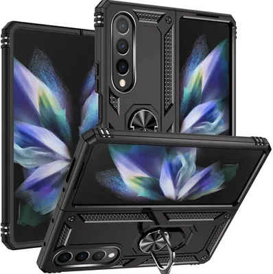Produktbild von Mobigear Armor Ring  Samsung Galaxy Z Fold 4 Hülle Hardcase Backcover Stoßfest mit Ringhalter - Schwarz