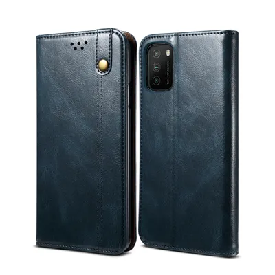 Obrázek produktu pro Pouzdro pro Xiaomi Poco M3, kožené flip pouzdro peněženka s funkcí stojánku modré