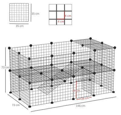 Produktbild von Spielzaune für kleine Tiere - Gehege für Meerschweinchen - Kaninchengehege - Drahtzäune - Tiergehege, schwarz