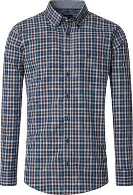 Produktbild von CASAMODA Herren Freizeithemd Langarm Button-Down Casual Petrol kariert L