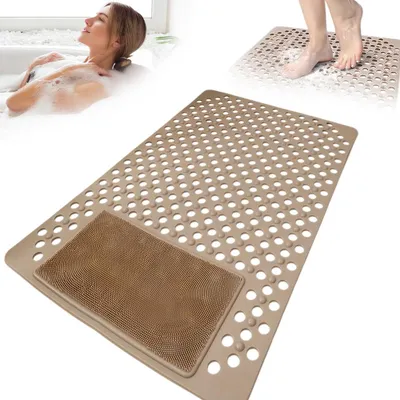 Produktbild von Groß Duschmatte rutschfest 50x80cm Weich PVC Duscheinlage mit Ablauflöchern und Saugnäpfen - Antirutschmatte Dusche Badewannenmatte Badematte