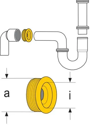 Obrázek produktu pro Pryžová vsuvka HT, pro odtokové potrubí 1 1/2", DN 40-50, a 54 mm, i 33 mm