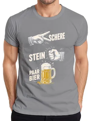 Produktbild von Schere Stein Paar Bier Lustig Saufen Party Statement Sarkasmus Herren T-Shirt, Grau, XL