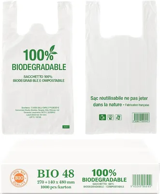 Produktbild von BORNOVA Einkaufstüten 1000 Stück – 100 % biologisch abbaubar & kompostierbar – 30 Mikron – 27×14×48 cm – Umweltfreundliche Tragetaschen