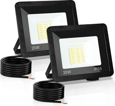 Image de TolleTour Projecteur de chantier à LED 2X 20W 3000/4000/6505K FLED Floodlight Projecteur d'extérieur