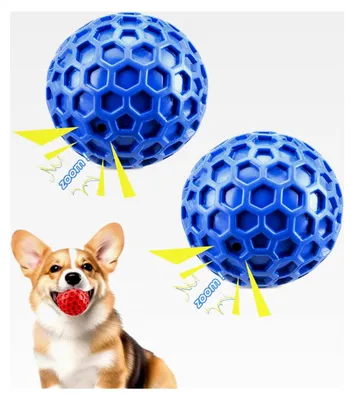 Produktbild von Unzerstörbarer Quietschball für Hunde, lindert Angstzustände, reinigt Zähne, interaktives Kauspielzeug für aggressive Kauer, Hundespielzeug für große Rassen, wasserdicht im Freien (8 cm)