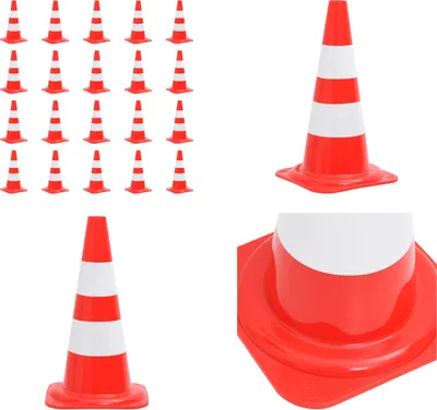 Produktbild von vidaXL Reflektierende Verkehrskegel 20 Stk. Rot und Weiß 50 cm - Verkehrskegel - Verkehrsleitkegel - Leitkegel - Verkehrszeichen