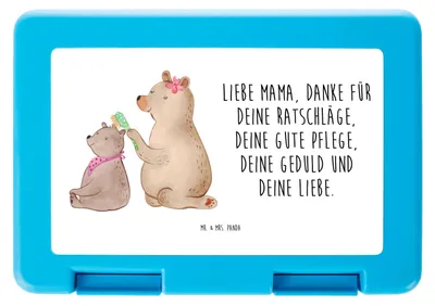 Produktbild von Mr. & Mrs. Panda Bento Box Bär Kind - Weiß - Geschenk, Mama, Butterbrotdose, Brotzeitbox, Mutter, Muttertag, Bentobox, Lunchbox, Familie, Essensbox
