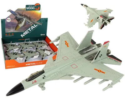 Produktbild von Lean Toys Graues Friktionsantrieb-Kampfflugzeug 1:72