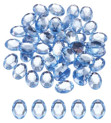 50 ovale Acryl-Edelsteine 13x18 mm, hellblau, Bastelzubehör