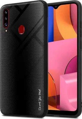 Produktbild von Cadorabo Hülle für Samsung Galaxy A20s Schutz Hülle in Schwarz Handyhülle TPU Etui Cover Case Tempered Glas