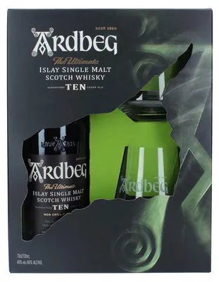Produktbild von Ardbeg Ten - 10 Jahre Geschenkset mit Glas - Islay Single Malt Scotch Whisky