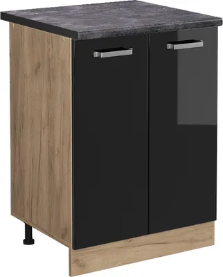 Produktbild von Küchenunterschrank Vicco R-Line Schwarz Hochglanz 60 cm , AP Anthrazit, Model 45653