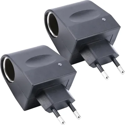 Produktbild von 2er-Set Mini-Spannungswandler 230V auf 12V - Für Zigarettenanzünder-Geräte bis 12W im Hotel Büro Camping - Ideal für Reisen mit Handy Navi Smartphone