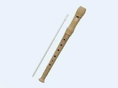 Produktbild von Musikinstrument Blockflöte aus Holz für Kinder, 32 x 3 x 3 cm, mit Reinigungsstab