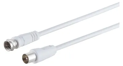 Produktbild von F-Stecker/ Koax-Stecker, RG 59, >80 dB, weiß 1,5m