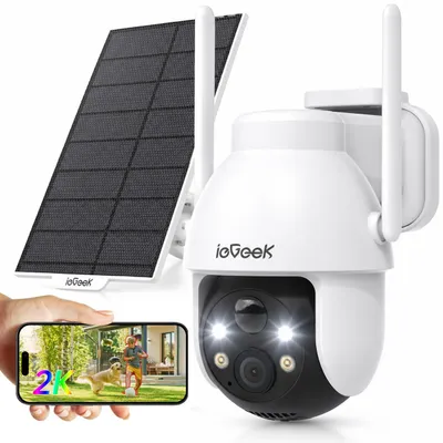Produktbild von 2K 3MP Solar überwachungskamera Aussen 360° PTZ Akku Kamera 2.4GHz kabellos PIR Bewegungsmelder Farbnachtsicht