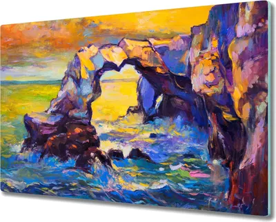 Produktbild von Coloray Hackbrett Kochplattenabdeckung Herdabdeckplatte 80x52 cm Schneidebrett Küchenbrett - Sonnenuntergang