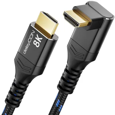 Produktbild von deleyCON 5m 8K HDMI 2.1 Kabel 90° gewinkelt 48Gbps