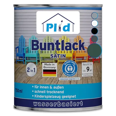 Produktbild von Plid Möbellack Buntlack Außen 0.75l- Mossgrün, für ca. 9m² - Holzfarbe außen & innen - Holzlack Außen wetterfest - Holzschutzfarbe Aussen & Innen