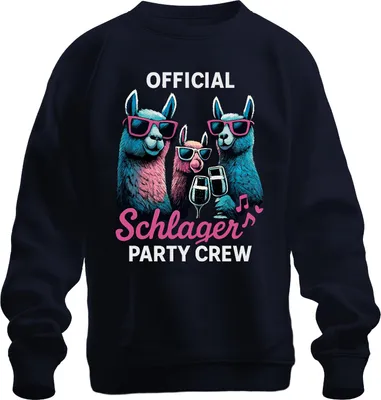Produktbild von Schlager Party Crew Offiziell Alpaka Lama Prosecco Musik Fanclub Uni Sweatshirt Pullover, Navy, 3XL