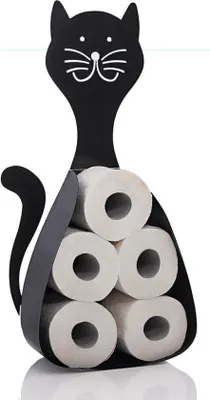Obrázok produktu pre Držiak na toaletný papier Mačka – Čierny – Samostatne stojací – Vtipný dizajn