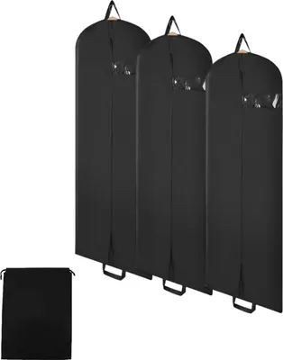 Produktbild von Jayseuw Kleidersack 3er Set 150x60cm Schutzhülle Kleiderhülle mit einem Griff schwarz Schuhsack