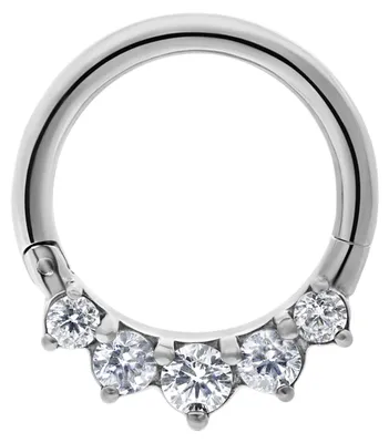Produktbild von Wildcat Piercingringe - Glamour Hinged Clicker aus Chirurgenstahl 316L, Körperstelle: Ohr, Nase, Lippe, Bauchnabel, 8,0mm, Silber-Kristallklar