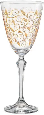 Produktbild von Rotweingläser Weinglas  Leaves Gold, Gold Gravur, 350 ml, 6er Set Bohemia Kristallglas