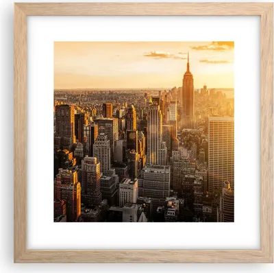 Produktbild von Gerahmtes Poster - Rahmen in heller Eiche - New York Wolkenkratzer Manhattan - 30x30 cm - Wand Bild - Wanddeko - Wandbilder - Wandposter - Bilderrahmen - Bilder - Kunstdruck - P2NAC30x30-2672