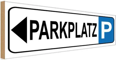 Produktbild von vianmo Holzschild 10x27 cm Parkplatz links Parkplatzschild