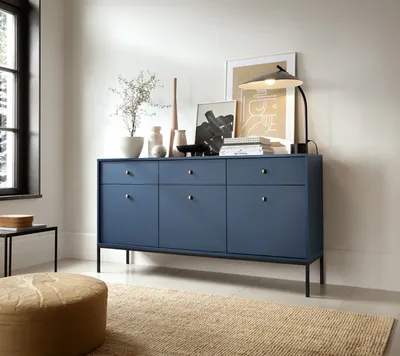 Image de Buffet 153 cm bleu marine, 3 portes et tiroirs 77132430