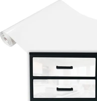 Produktbild von Klebefolie Möbel 45x100 cm - Weiß Glanz - Möbelfolie selbstklebend einfarbig - Folie für Möbel zur schnellen Renovierung von Türen, Tischen und Regalen - Möbelfolie dekorativ und pflegeleicht
