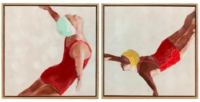 Productafbeelding van Canvas schilderij, ingelijste kunstwerken, set van twee, rood, 40x3,5x40 cm