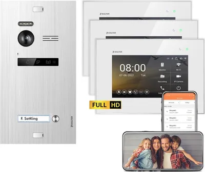 Produktbild von BALTER EVO HD Unterputz Silber 3x7" WiFi Monitor Weiß Video Türsprechanlage Set 1 Teilnehmer