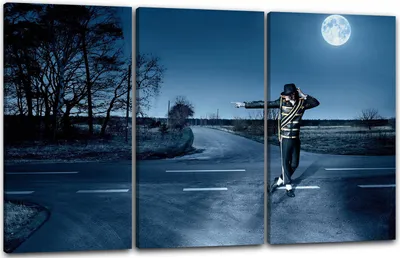 Produktbild von Leinwandbild 3-teilig (120x80cm): Michael Jackson, echter Holz-Keilrahmen inkl. Aufhänger, handgefertigt in Deutschland