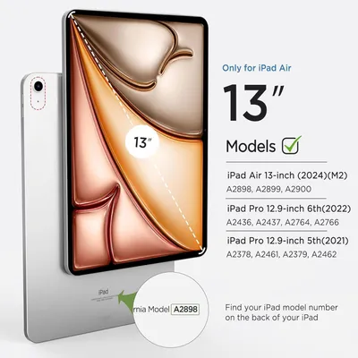 Obrázok produktu pre Ochranné puzdro pre iPad Air 13 palcov (M3/M2) modely z roku 2025/2024, s držiakom na stylus, trojvrstvové, vyrobené z PU/TPU, značka Polarstern