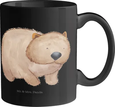 Produktbild von Mr. & Mrs. Panda Kaffeetasse Wombat - Schwarz - Geschenk, Tasse, Pott, Teetasse, Das Leben Ist schön, Motivation, Becher, Spruch, Australien, Lustige Sprüche