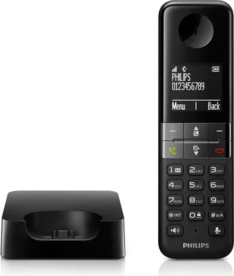 Telefón PHILIPS DECT D4701B Single - 4,6 CM displej - telefónny zoznam - rozpoznávanie čísel - kompaktný dizajn - úsporný režim - čierny