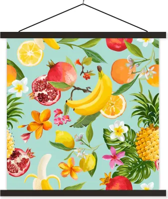 Produktbild von MuchoWow® Textilposter Obst - Tropisch - Grün 90x90 cm mit schwarzem Rahmen - Magnetisches